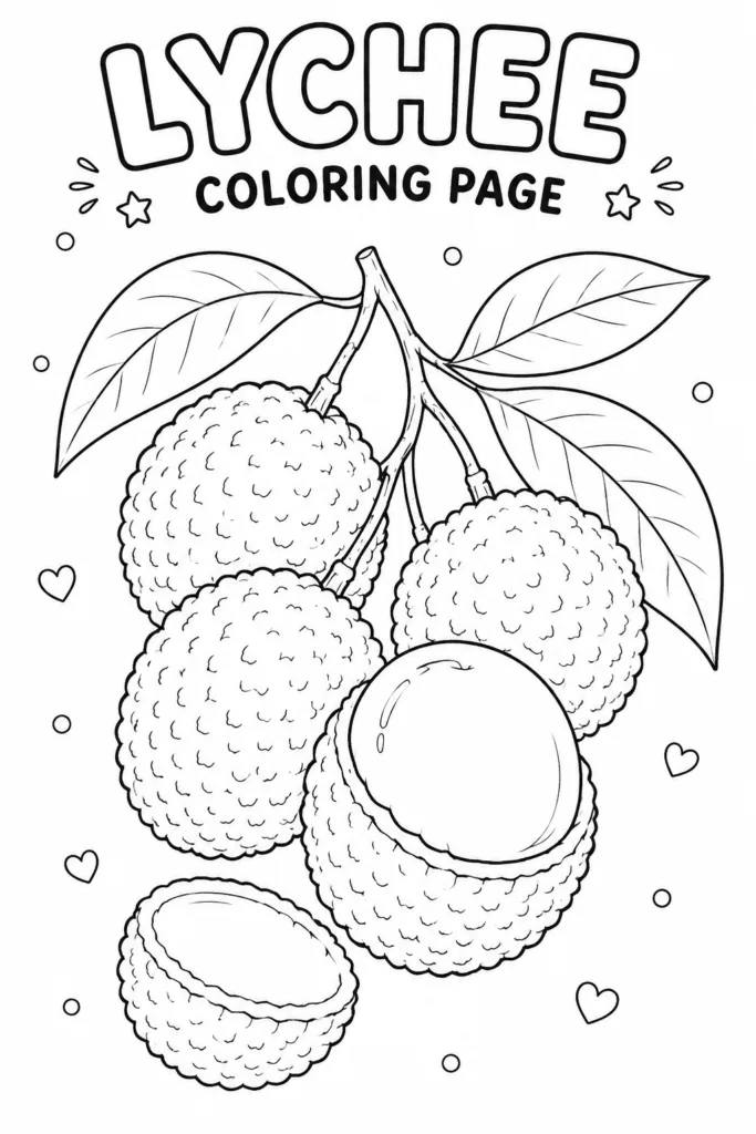 Lychee Coloring Page Free Printable - Design 1