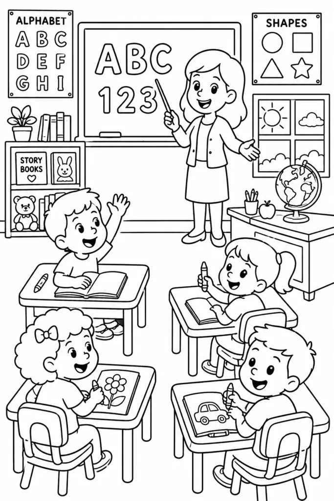 Kids Activity Coloring Pages Free Printable for Kids - Design 5