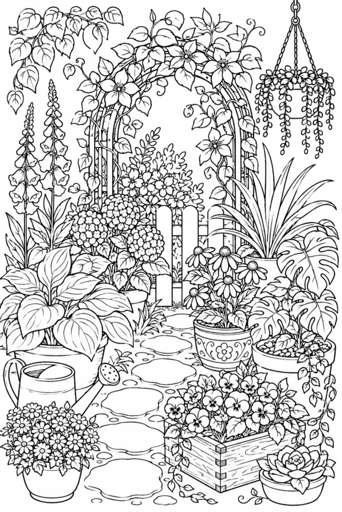 Plants Coloring Pages Free Printable - Nature Designs - Design 5