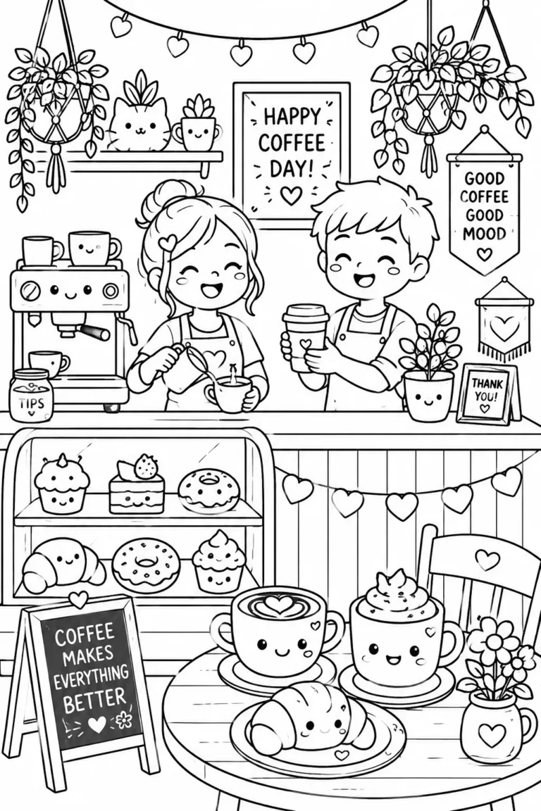 coffee shop coloring pages free printable