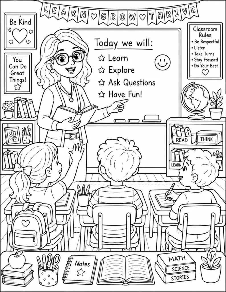 Back to School Coloring Pages Free Printable - Design 2
