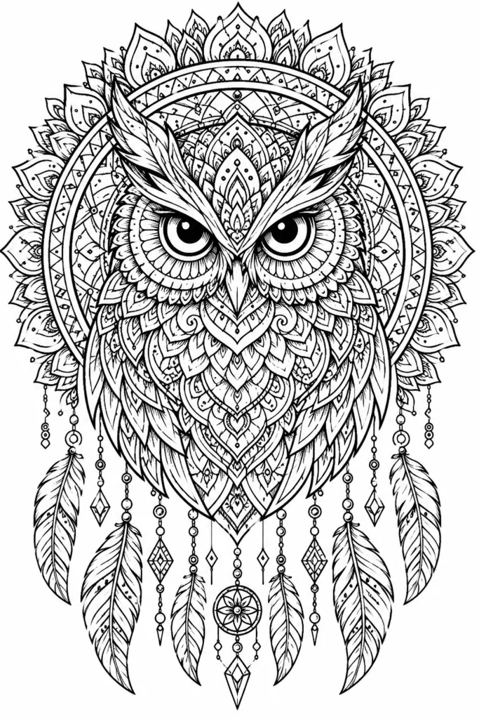 Owl Mandala Coloring Pages Free Printable - Relaxing - Design 5