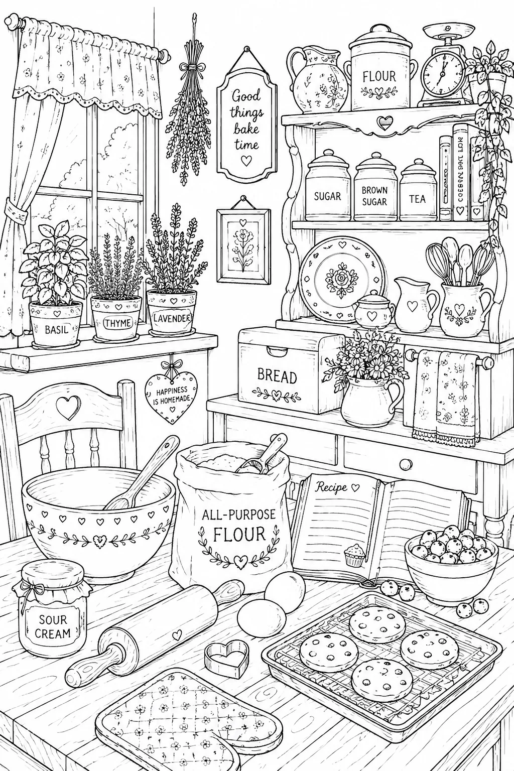 cozy cottage kitchen coloring pages