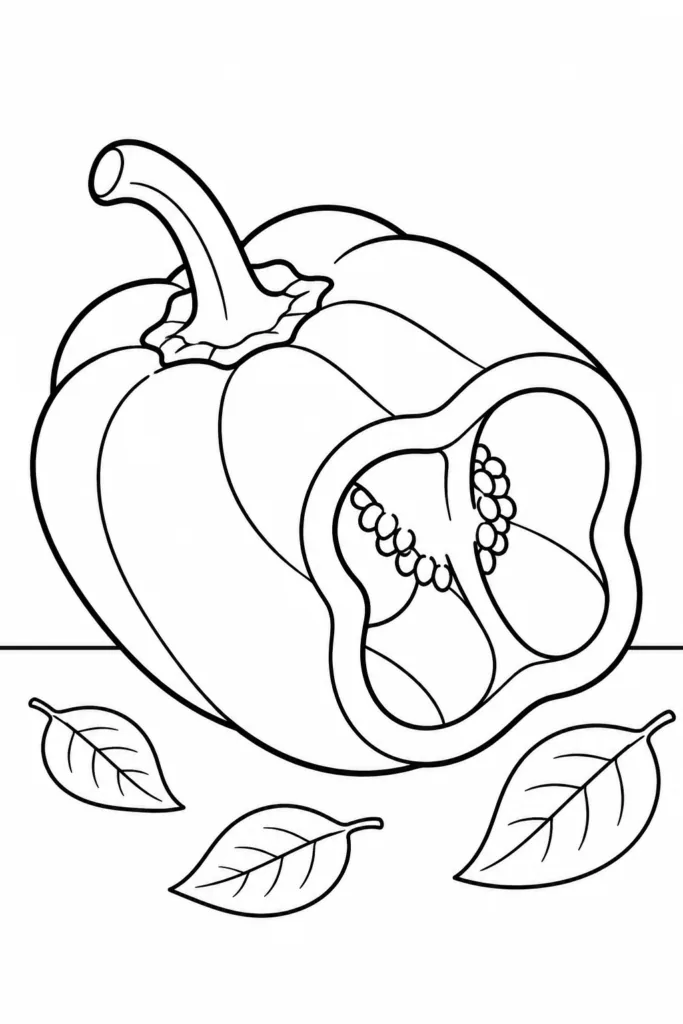 Capsicum Coloring Pages Free Printable for Kids - Vegetabl - Design 5