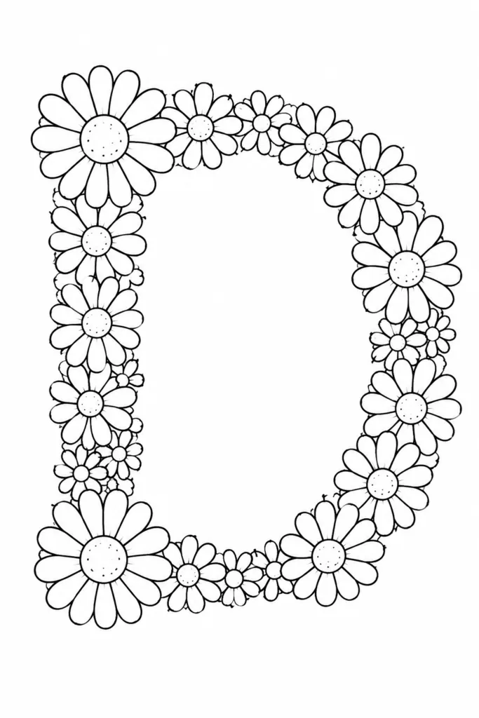 Alphabet Letter D Coloring Pages Free Printable - Design 1
