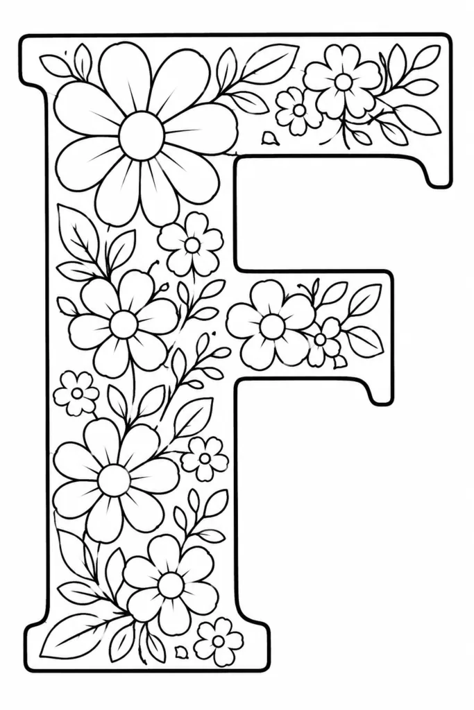 Alphabet Letter F Coloring Pages Free Printable - Design 1