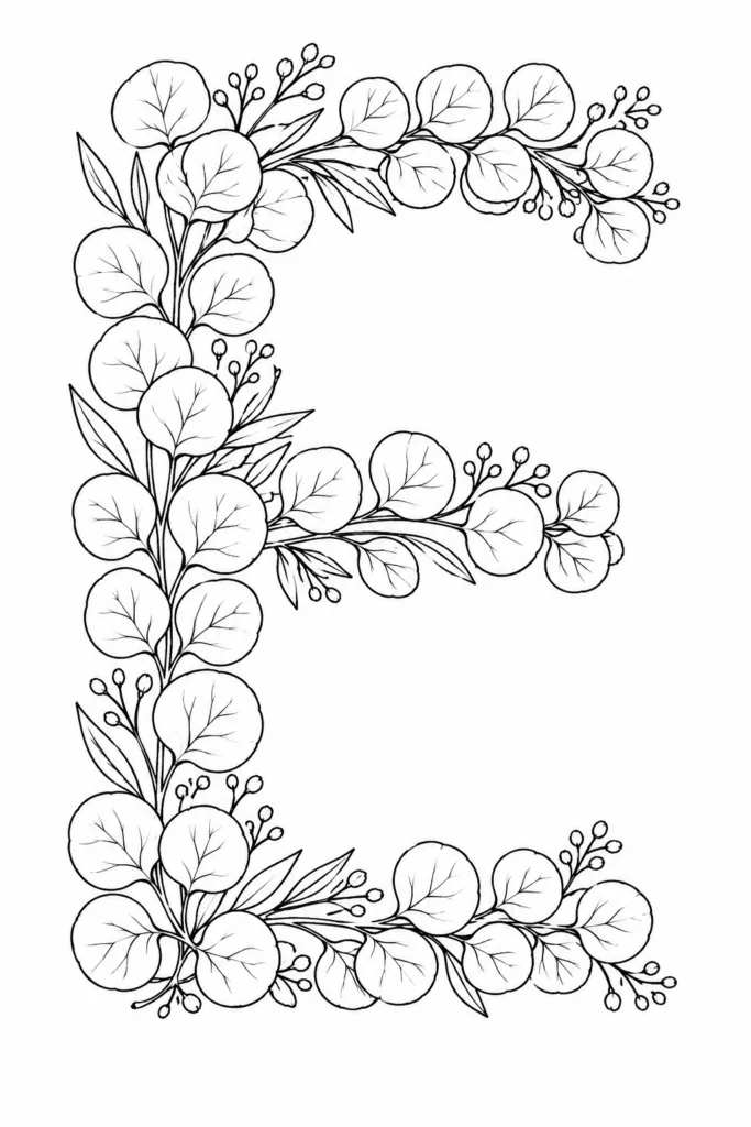 Alphabet Letter E Coloring Pages Free Printable - Creative - Design 3