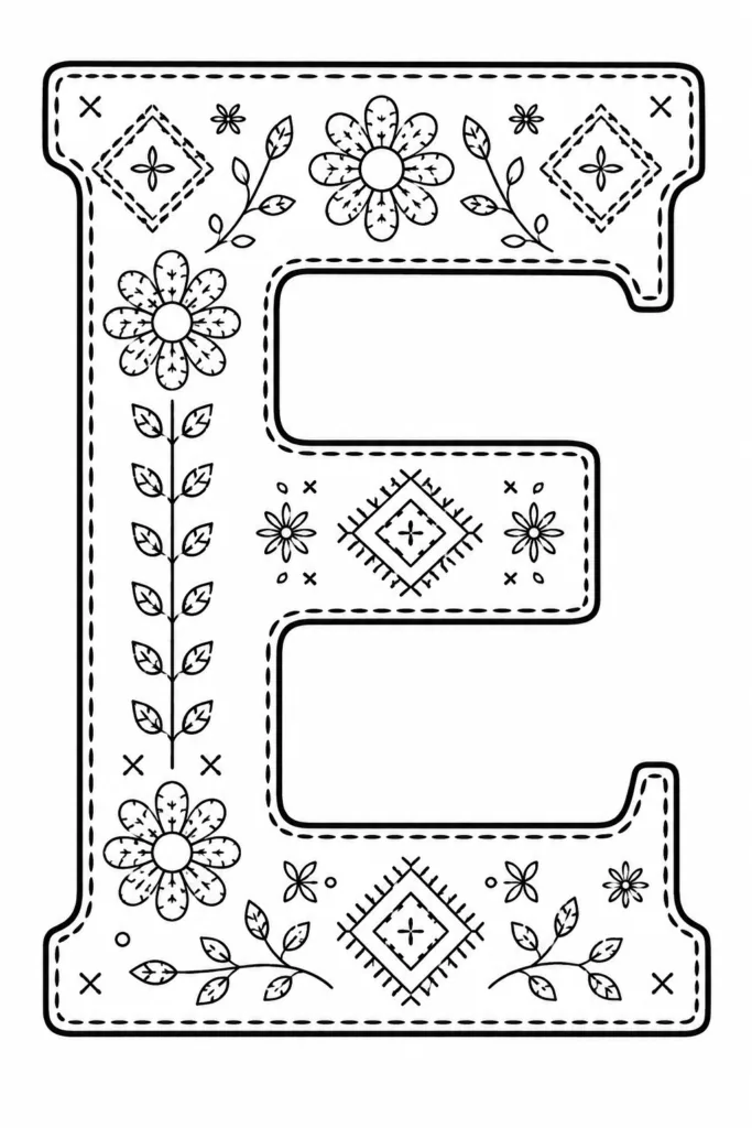 Alphabet Letter E Coloring Pages Free Printable - Creative - Design 6