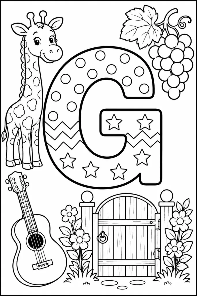 Alphabet Letter G Coloring Pages Free Printable - Learning - Design 5