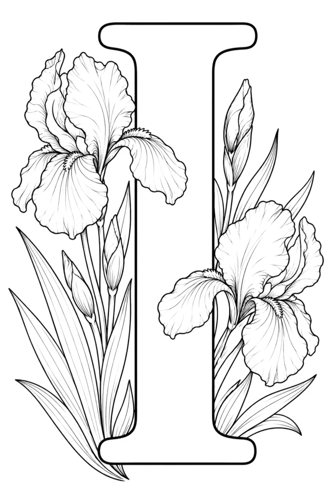 Alphabet Letter I Coloring Pages Free Printable - Design 1