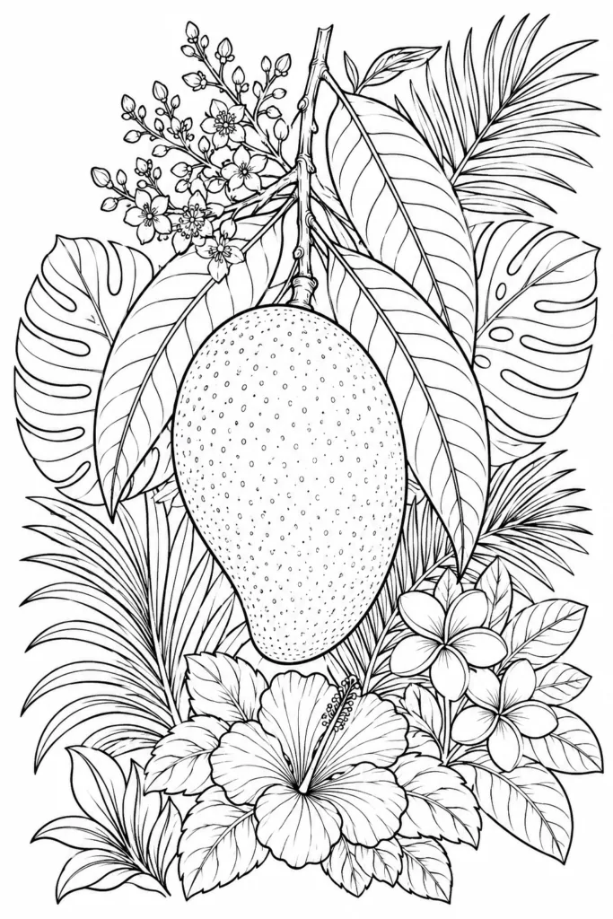 Mango Coloring Pages Free Printable for Kids - Design 15