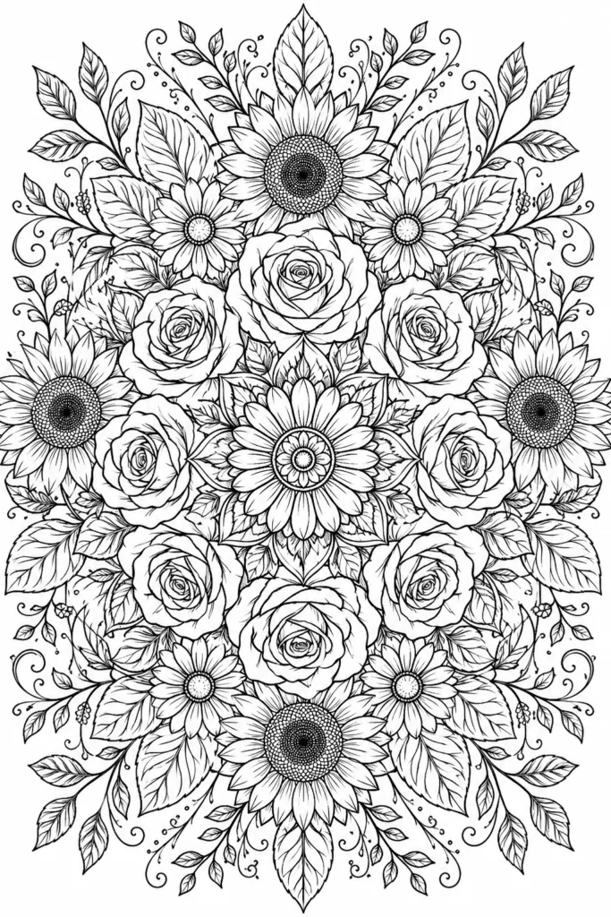 Floral Mandala Coloring Pages Free Printable - Beautiful - Design 1