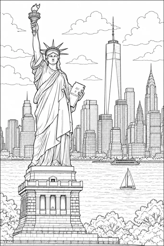 Statue of Liberty Coloring Pages Free Printable - Inspirin - Design 1