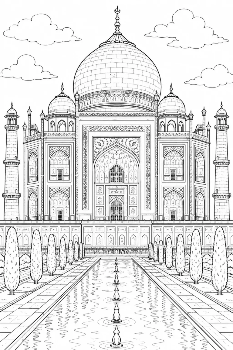 Taj Mahal coloring pages free printable