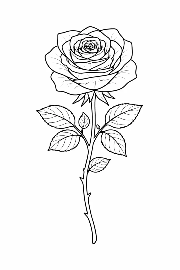 Rose Coloring Pages Free Printable - Relaxing Creativity - Design 3