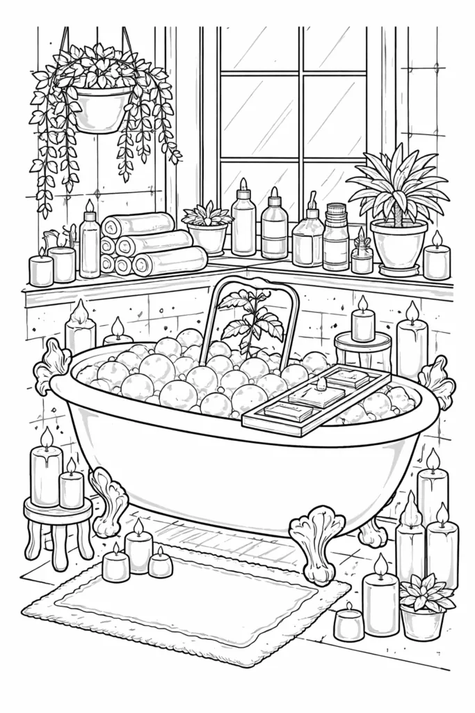 Cozy Lifestyle Coloring Pages Free Printable - Design 3