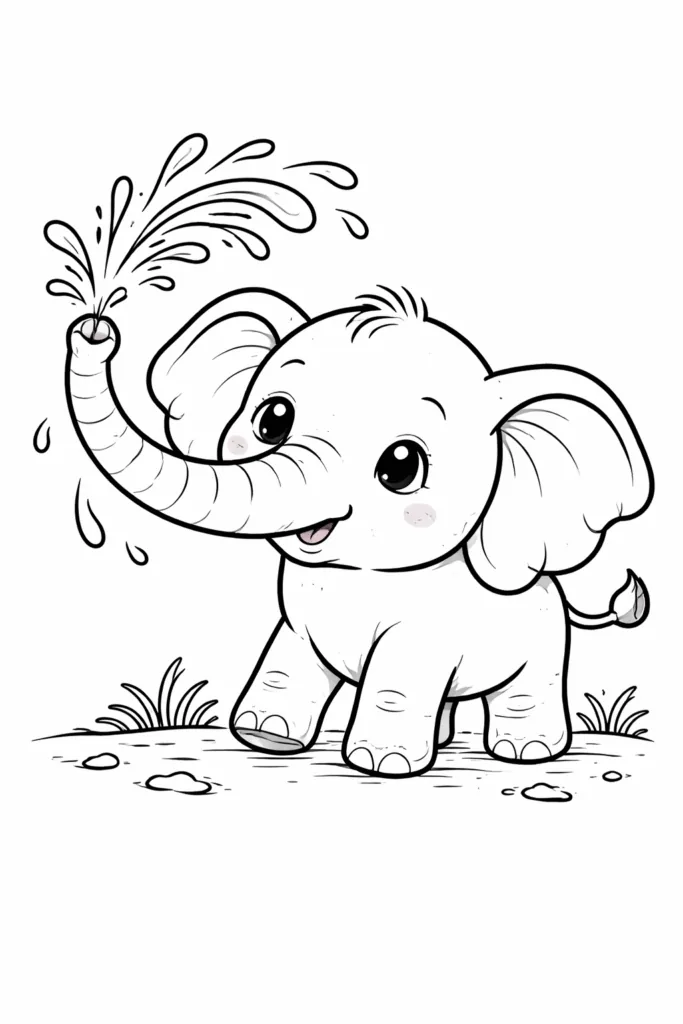 Cute Elephant Coloring Pages Free Printable for Kids - Edu - Design 3
