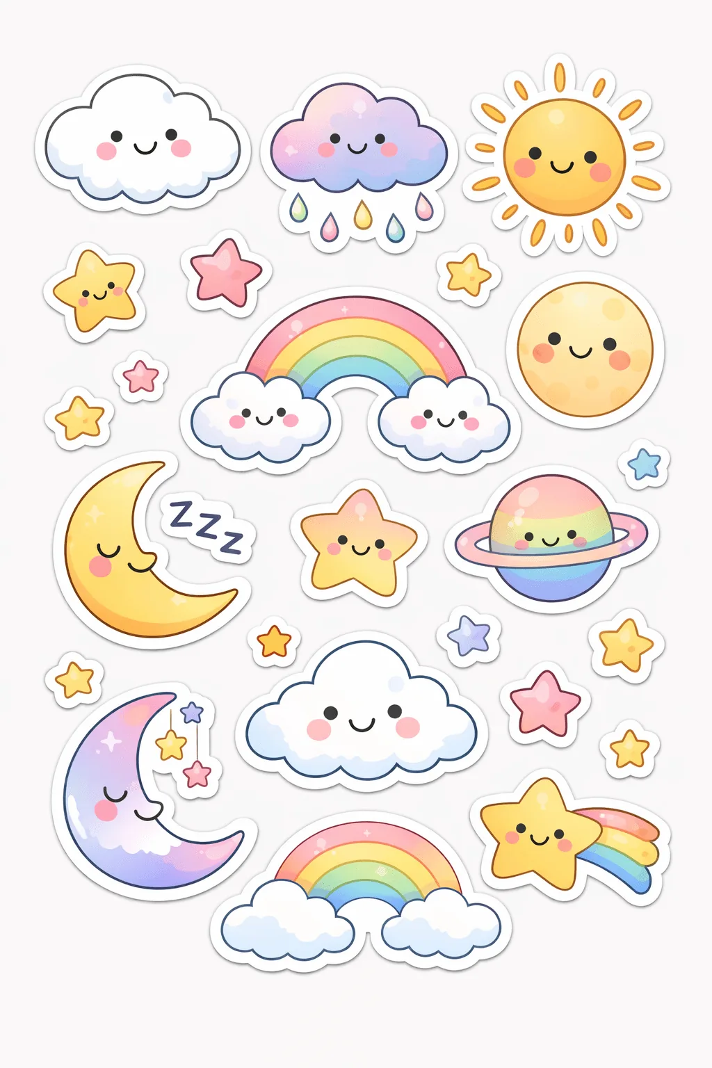 Adorable Doodle Stickers Free Printable - Cute - Design 2