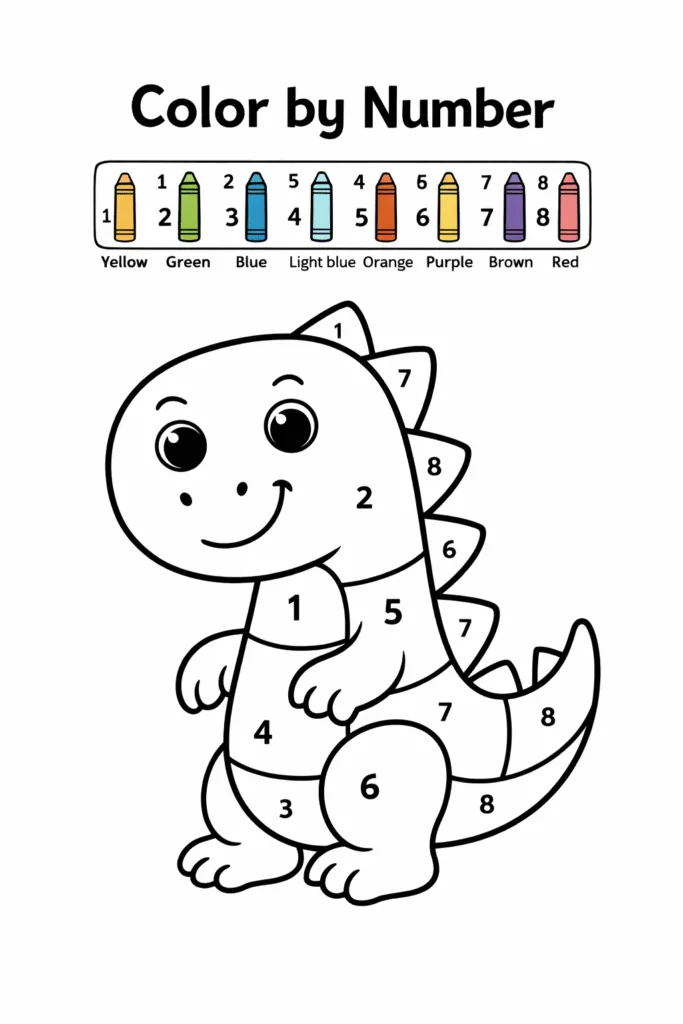 Color by Numbers Activity Pages Free Printable for - Design 1