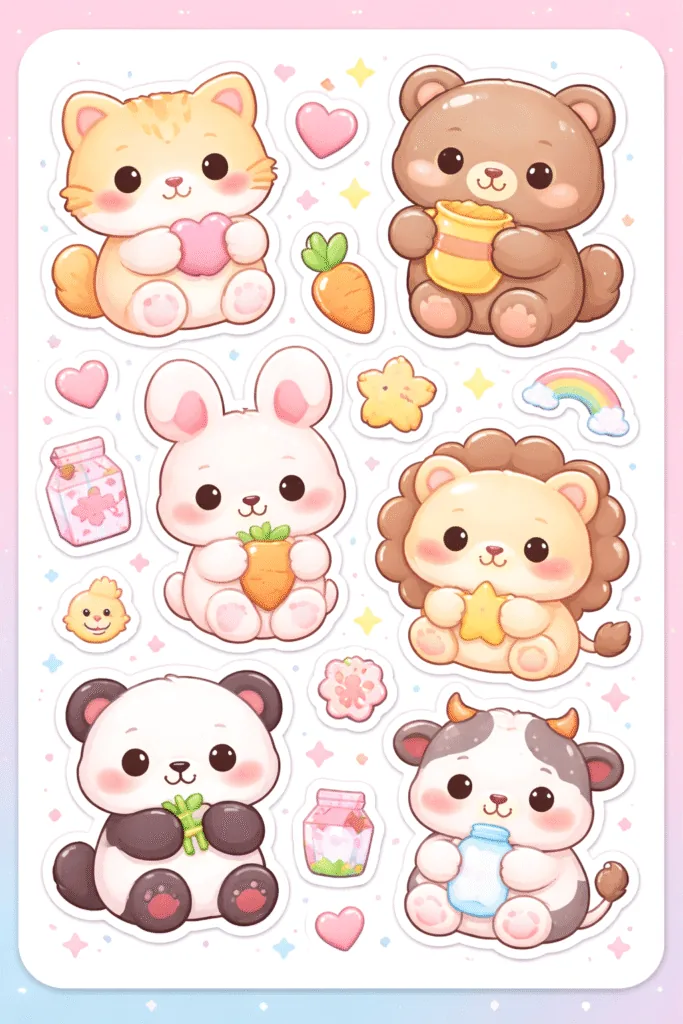 Cute Sticker Sheets Free Printable - Adorable - Design 1