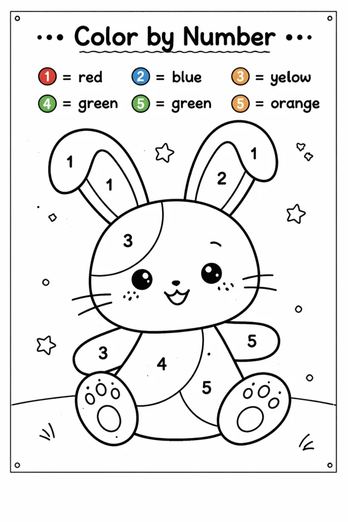 Color by Number Worksheets Free Printable for Kids - Design 3