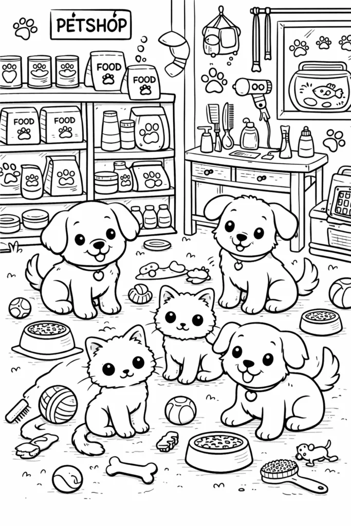 Adorable Pet Shop Coloring Pages Free Printable - Cute - Design 3