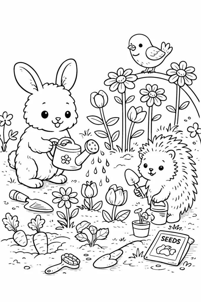 Cute Animals Coloring Pages Free Printable - Animal Sheets - Design 3
