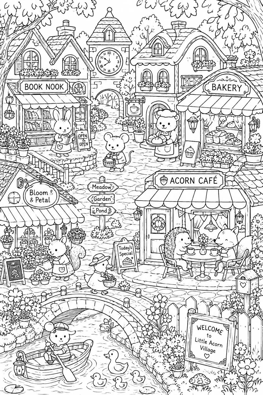 Cute Miniature Animal Coloring Pages Free Printable - Design 1