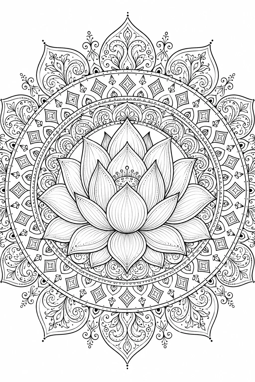 Lotus Mandala Coloring Pages Free Printable - Beautiful - Design 5