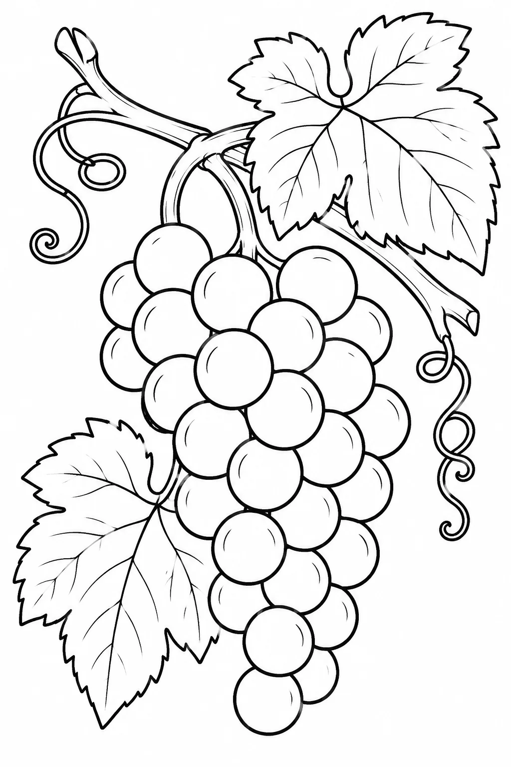 Grapes Coloring Pages Free Printable for Kids - Fruit - Design 5