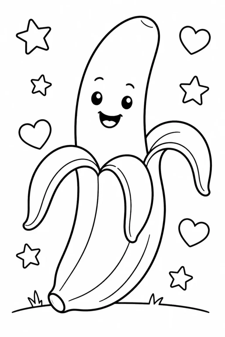 5 Banana coloring pages free printable for kids