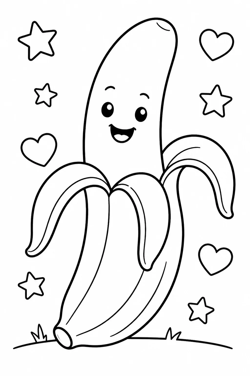Banana Coloring Pages Free Printable for Kids - Pack - Design 5