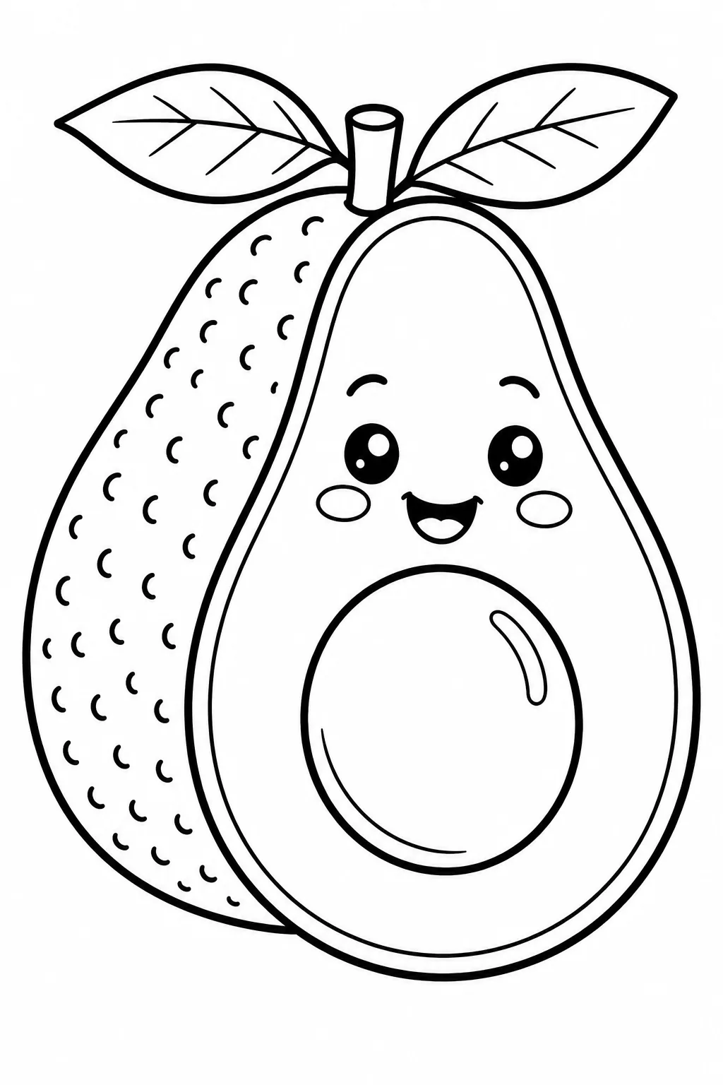 Avocado Coloring Pages Free Printable for Kids - Cute - Design 5