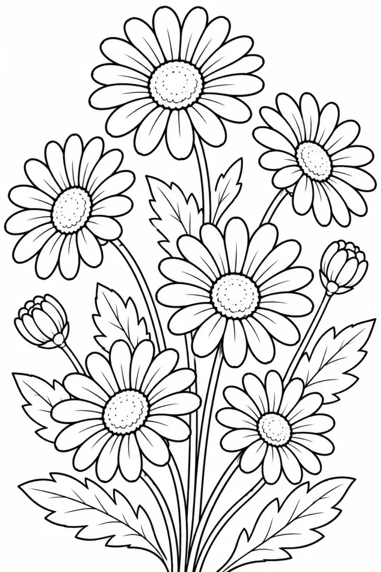 Daisy flowers coloring pages free printable