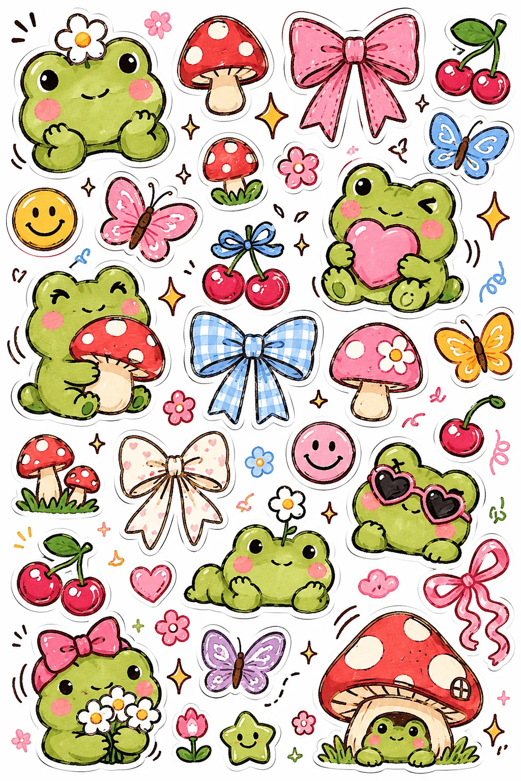 Kawaii Stickers Free Printable - Adorable Doodle - Design 2