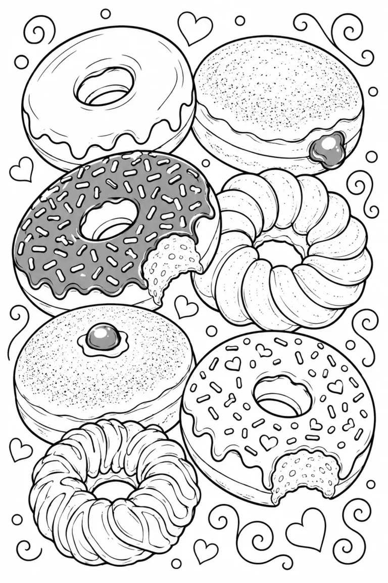 Donuts coloring pages free printable