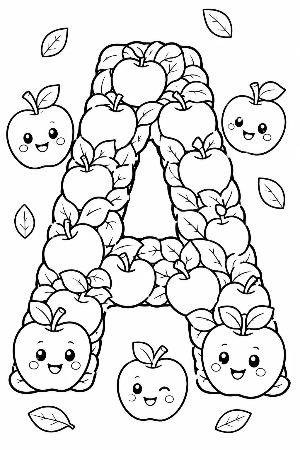 Alphabet Letter A Coloring Pages Free Printable for Kids - Design 6