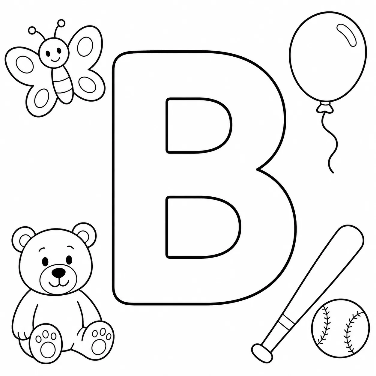 Alphabet Letter B Coloring Pages Free Printable - Preschoo - Design 5