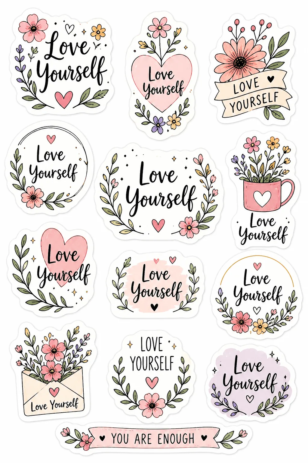 Doodle Stickers Sheets Free Printable - Cute - Design 2