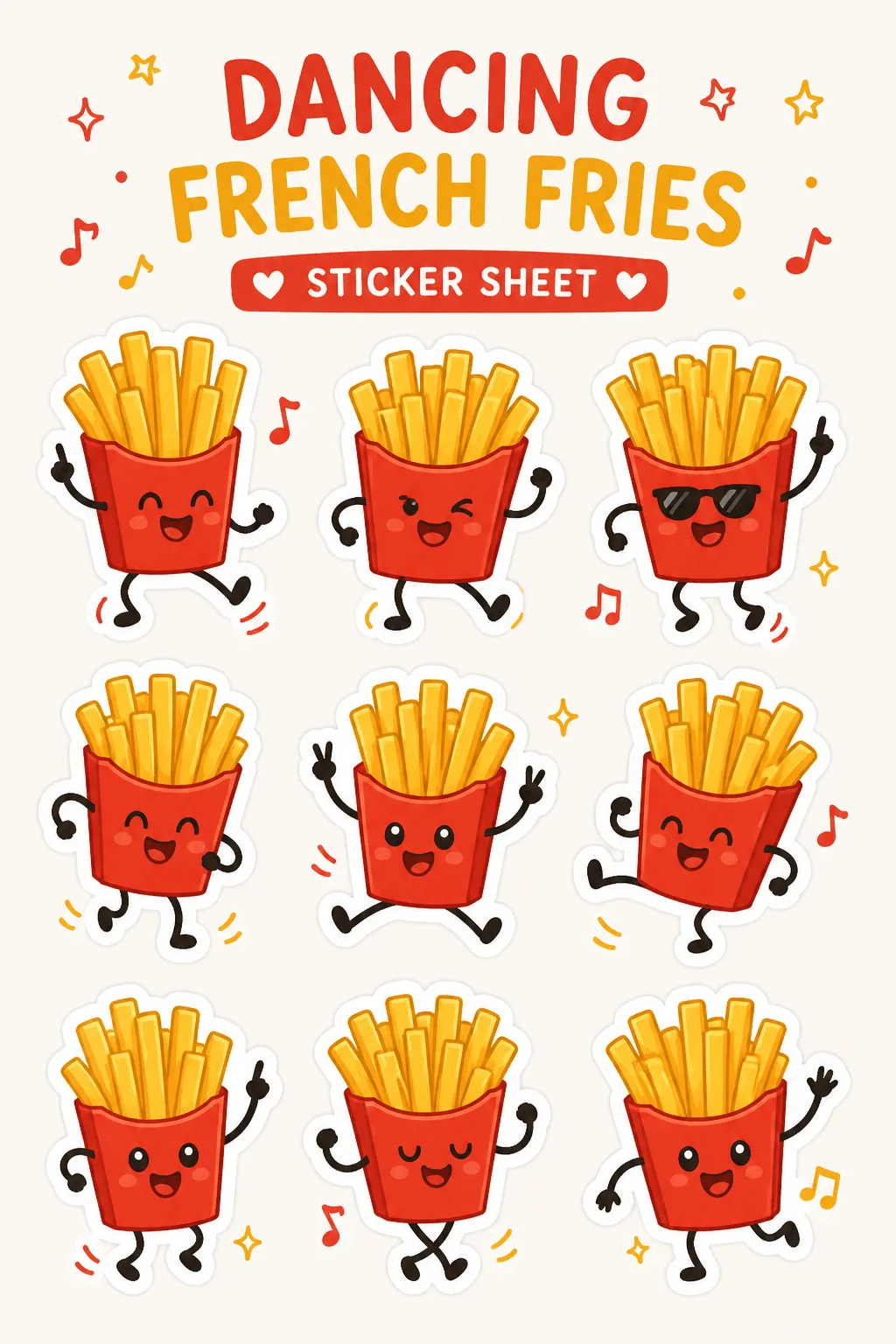 Doodle Stickers Sheets Free Printable - Cute - Design 4