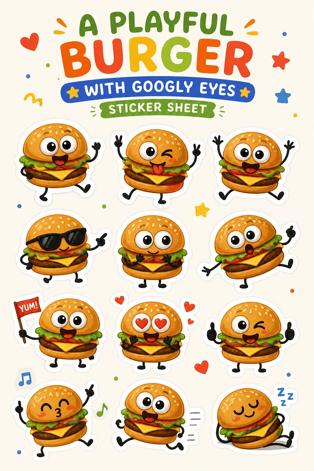 Doodle Stickers Sheets Free Printable - Cute - Design 5