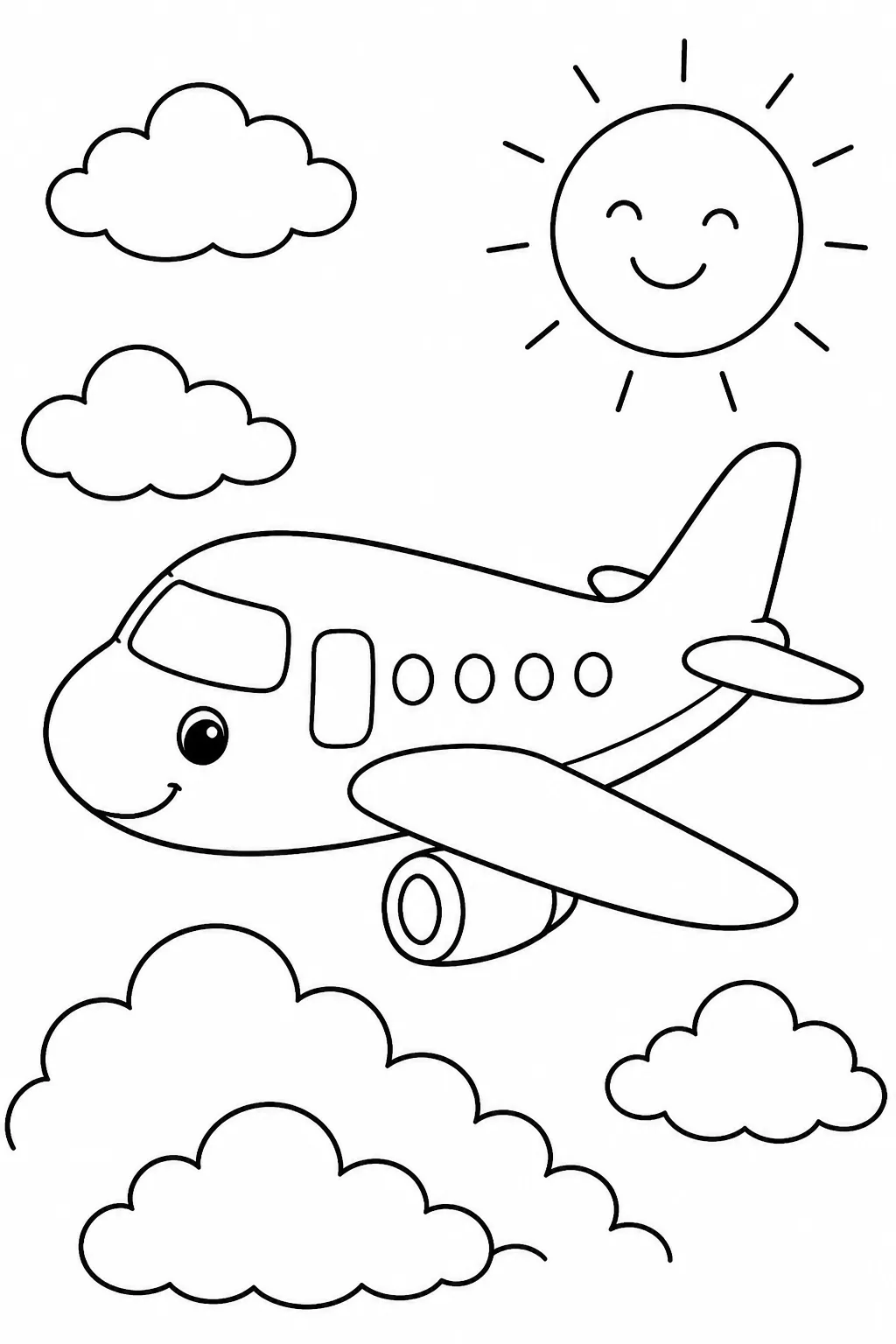 Airplane Coloring Pages Free Printable for Kids - Design 1