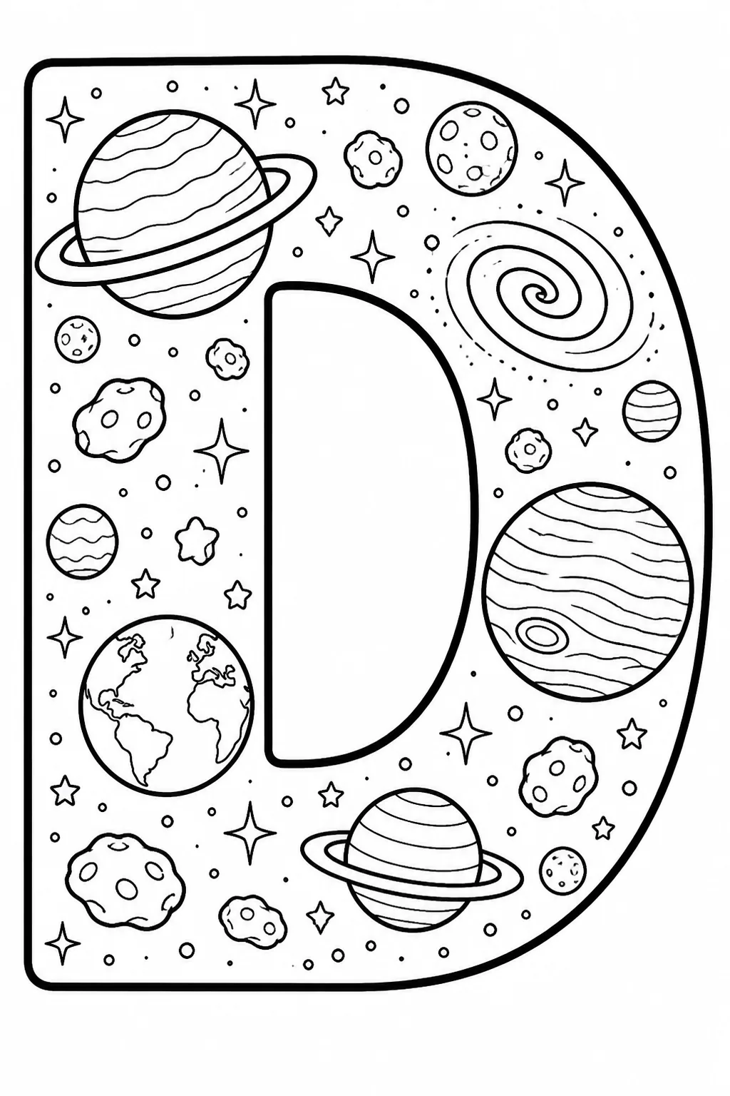 Alphabet Letter D Coloring Pages Free Printable - Learning - Design 1