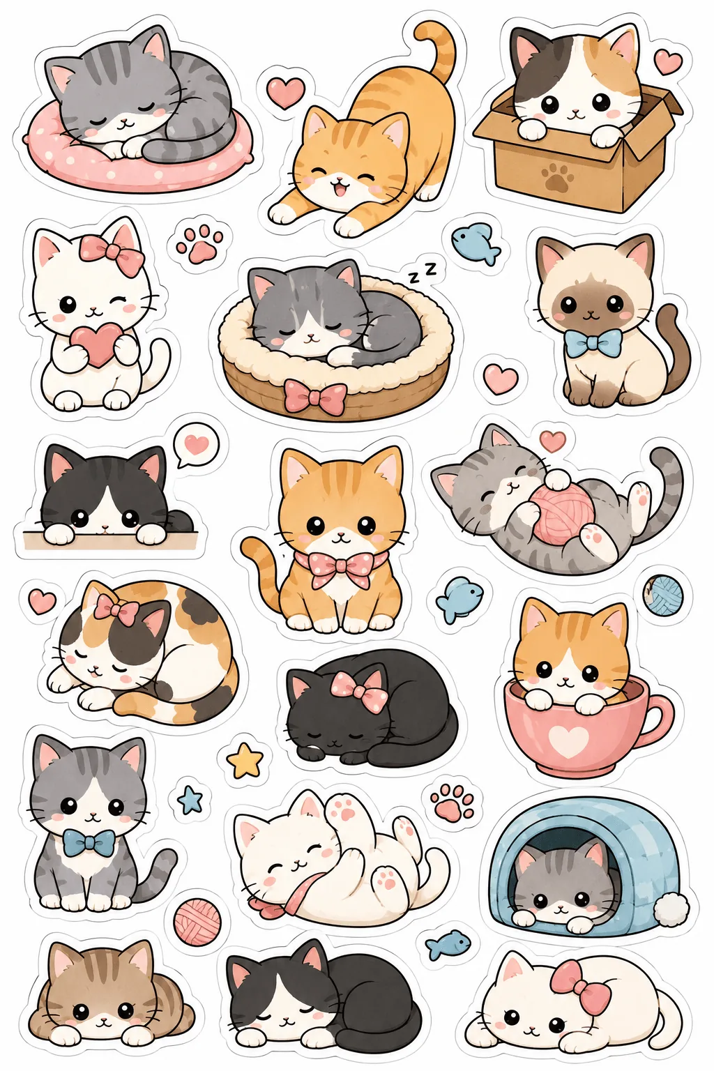 Cute Doodle Kawaii Stickers Free Printable - Today - Design 2