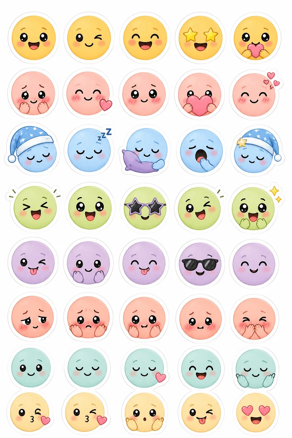 Cute Doodle Kawaii Stickers Free Printable - Sticker Sheets - Design 2