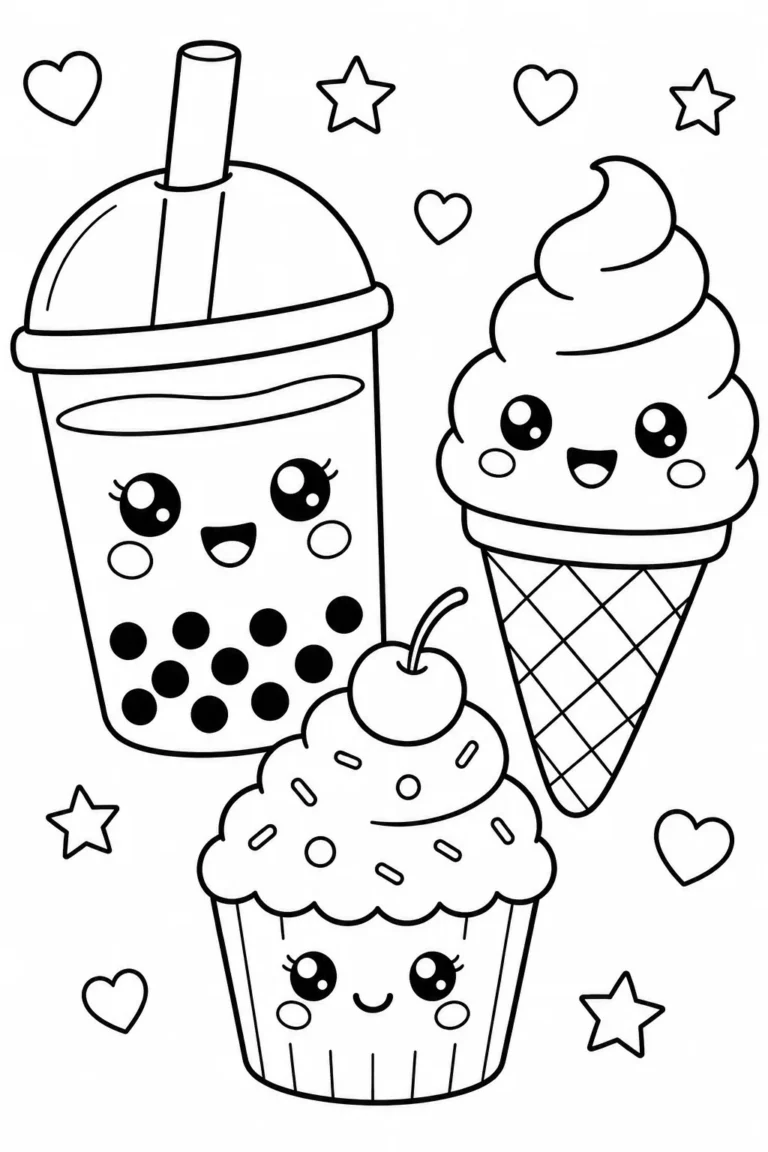 5 Cute food coloring pages free printable