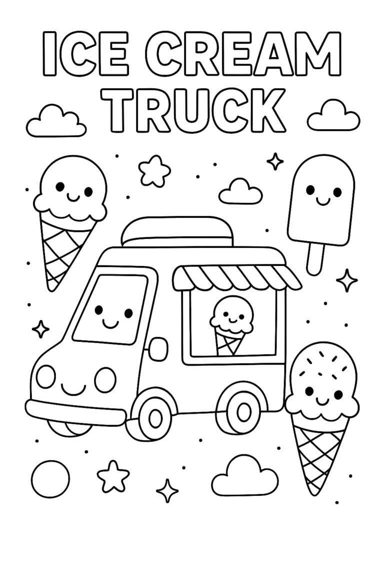Ice Cream Truck Coloring Pages Free Printable for Kids