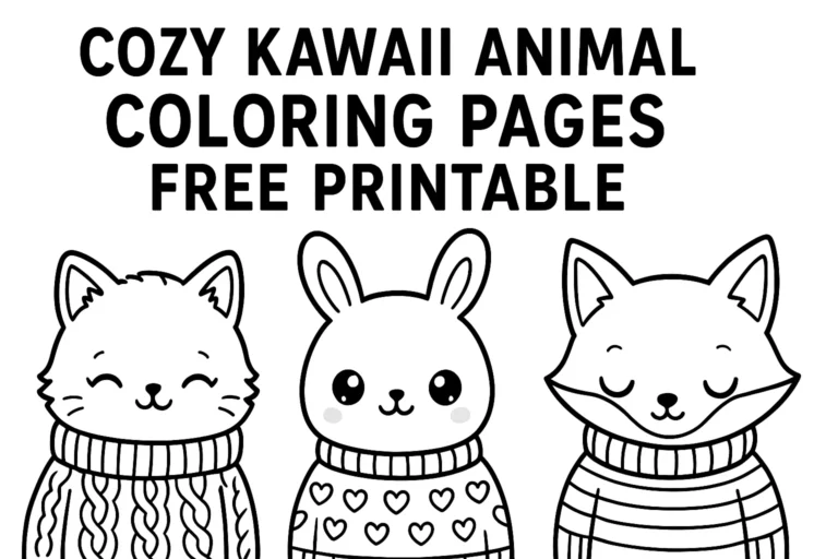 Cozy Kawaii Animal Coloring Pages Free Printable for Kids
