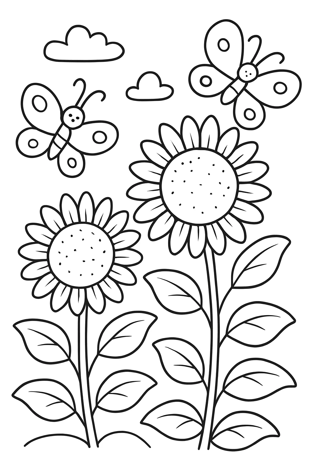 Sunflowers Coloring Pages Free Printable – Bright, Happy Art Time for Kids! - Design 1