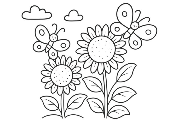 Sunflowers Coloring Pages Free Printable for Kids – Bright